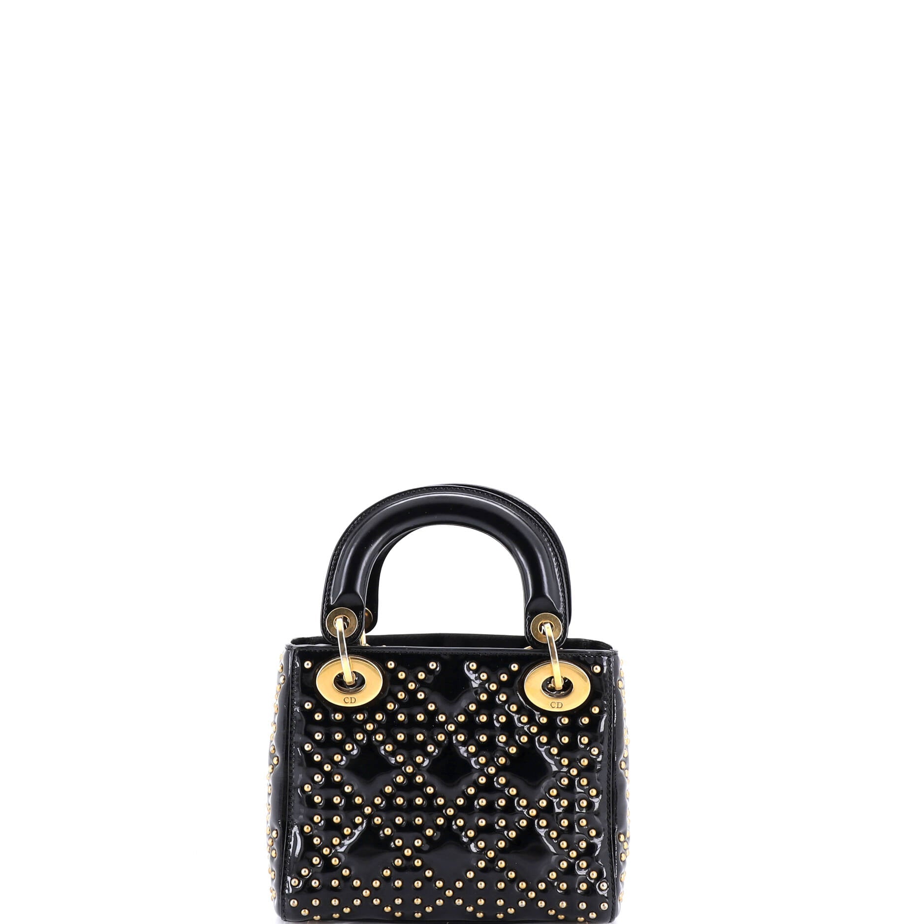 Supple Lady Dior Bag Cannage Studded Patent Mini