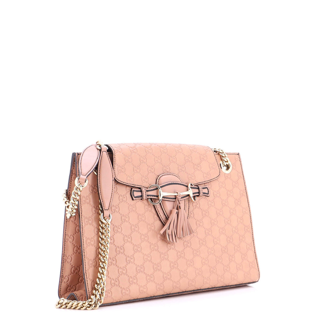 Emily Chain Flap Shoulder Bag Guccissima Leather Large