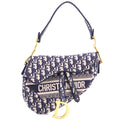 Saddle Handbag Logo Embroidered Oblique Canvas Medium