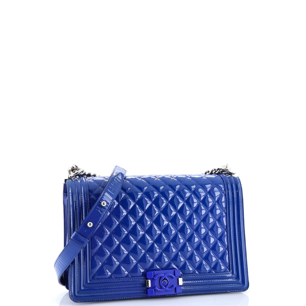 Boy Flap Bag Quilted Plexiglass Patent New Medium