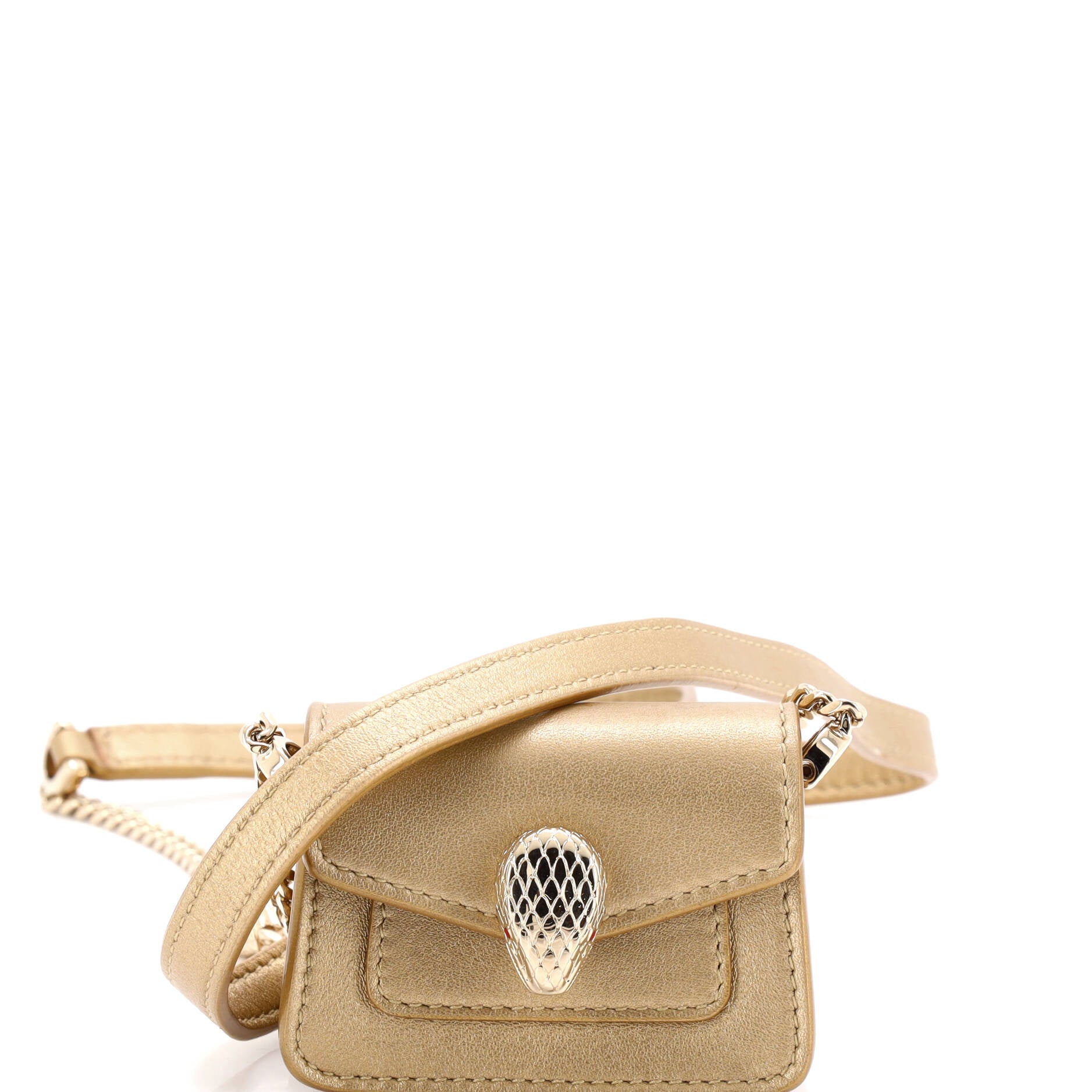 Serpenti Forever Shoulder Bag Metallic Leather Micro