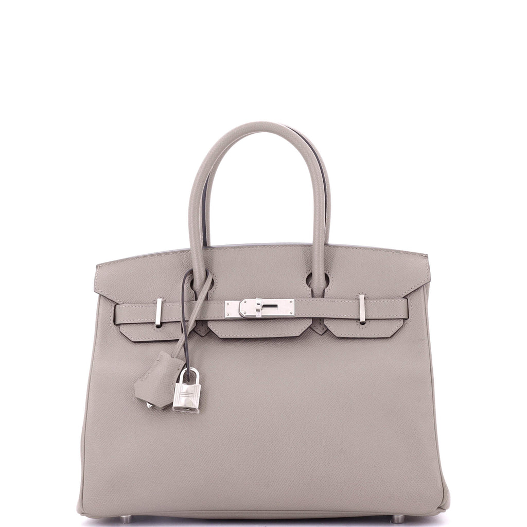 Birkin Handbag Grey Epsom with Palladium Hardware 30
