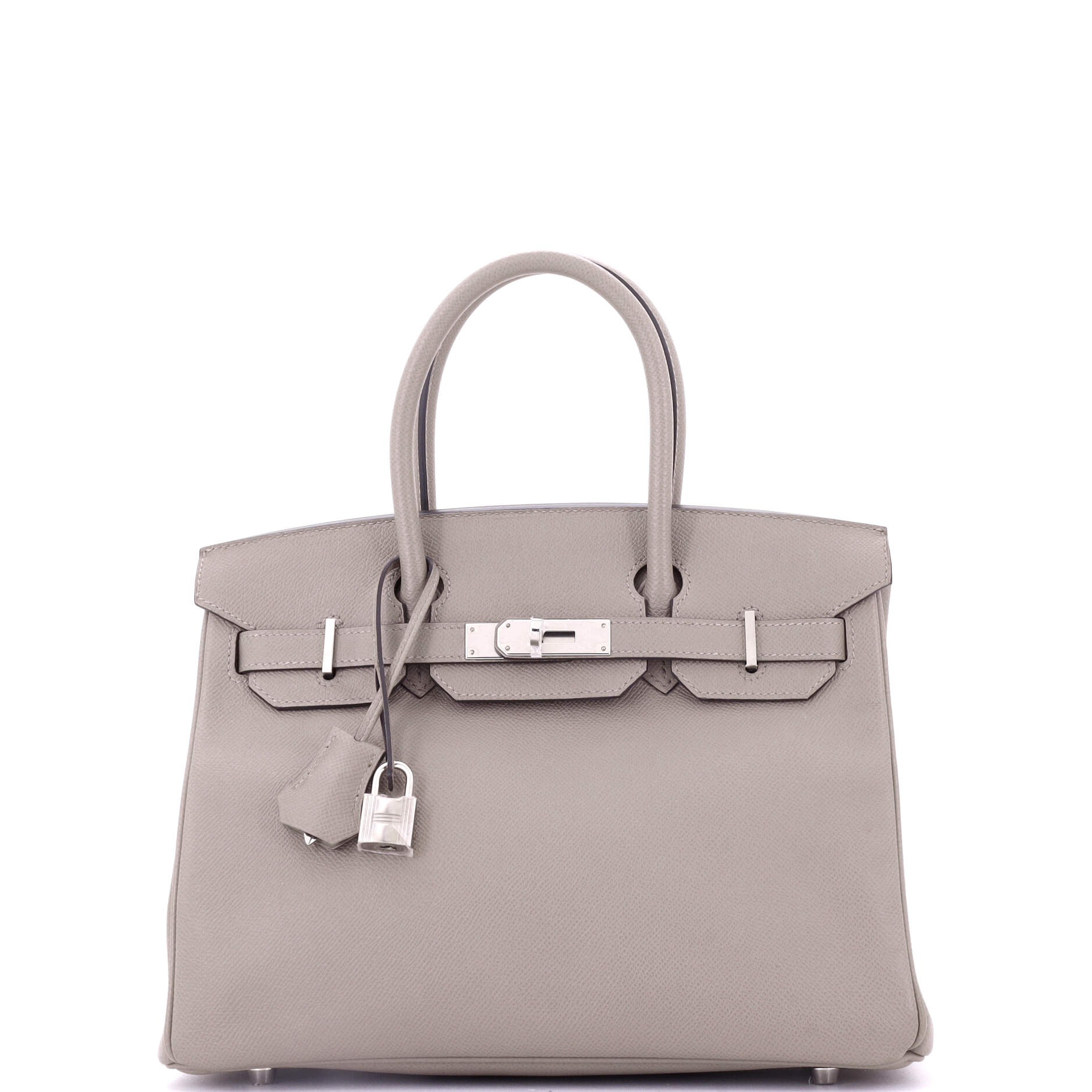 Birkin Handbag Grey Epsom with Palladium Hardware 30
