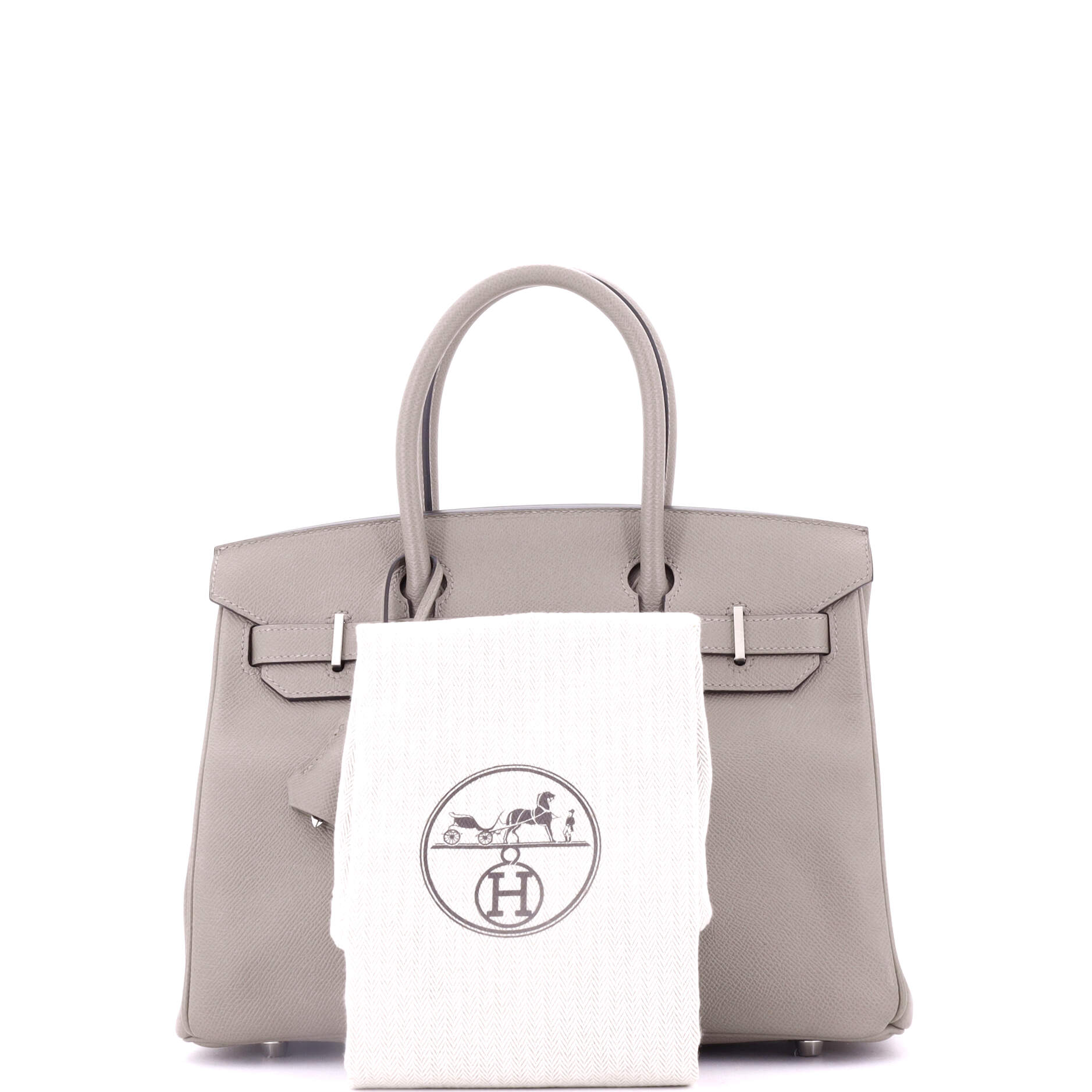 Birkin Handbag Grey Epsom with Palladium Hardware 30