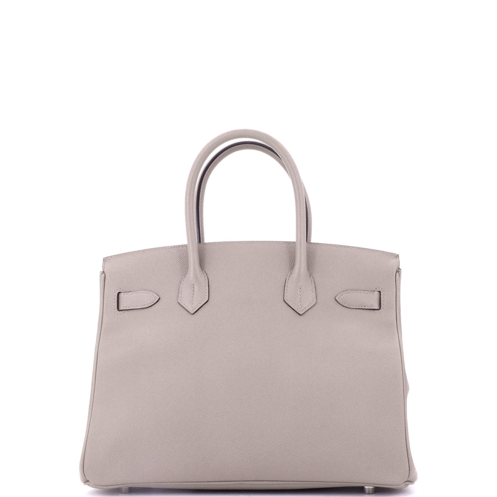 Birkin Handbag Grey Epsom with Palladium Hardware 30