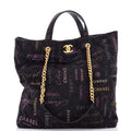 Denim Mood Shopping Tote Logo Printed Quilted Denim Maxi