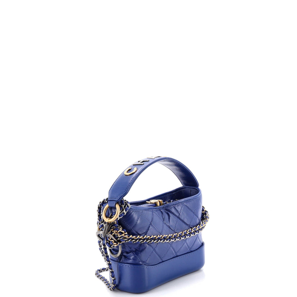 Gabrielle Hobo with Logo Handle Quilted Aged Calfskin Small