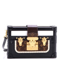 Petite Malle Handbag Leather and Monogram Canvas with Trompe L'oeil Braid