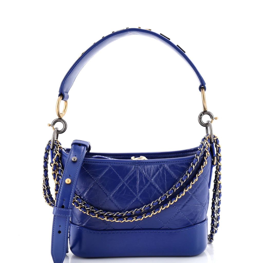 Gabrielle Hobo with Logo Handle Quilted Aged Calfskin Small