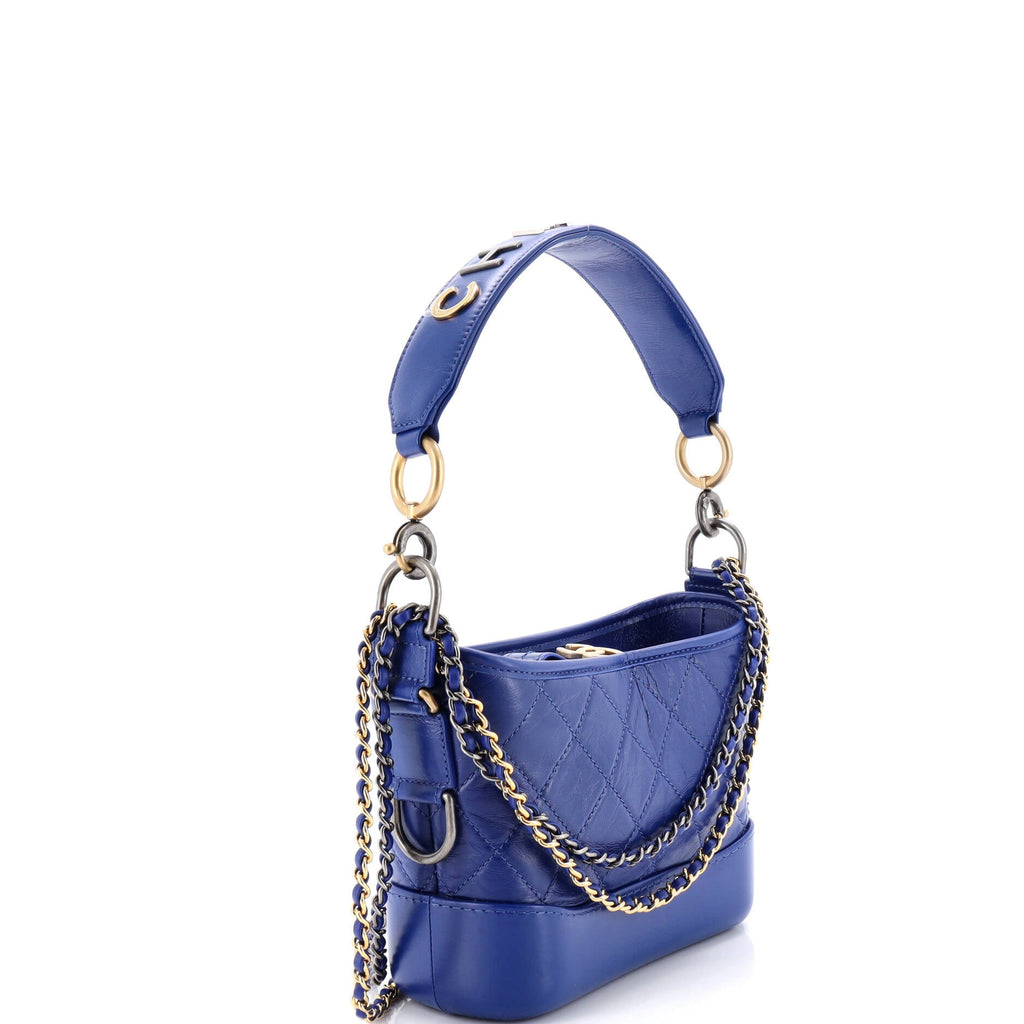 Gabrielle Hobo with Logo Handle Quilted Aged Calfskin Small