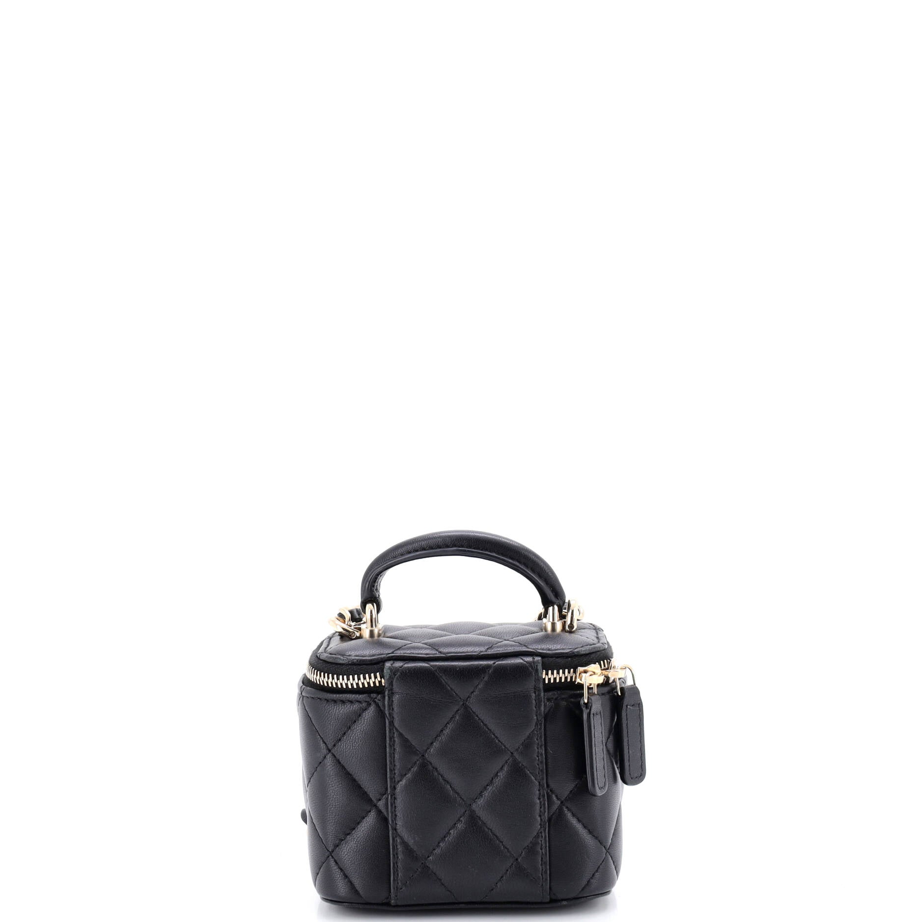 Classic Top Handle Vanity Case with Chain Quilted Lambskin Mini
