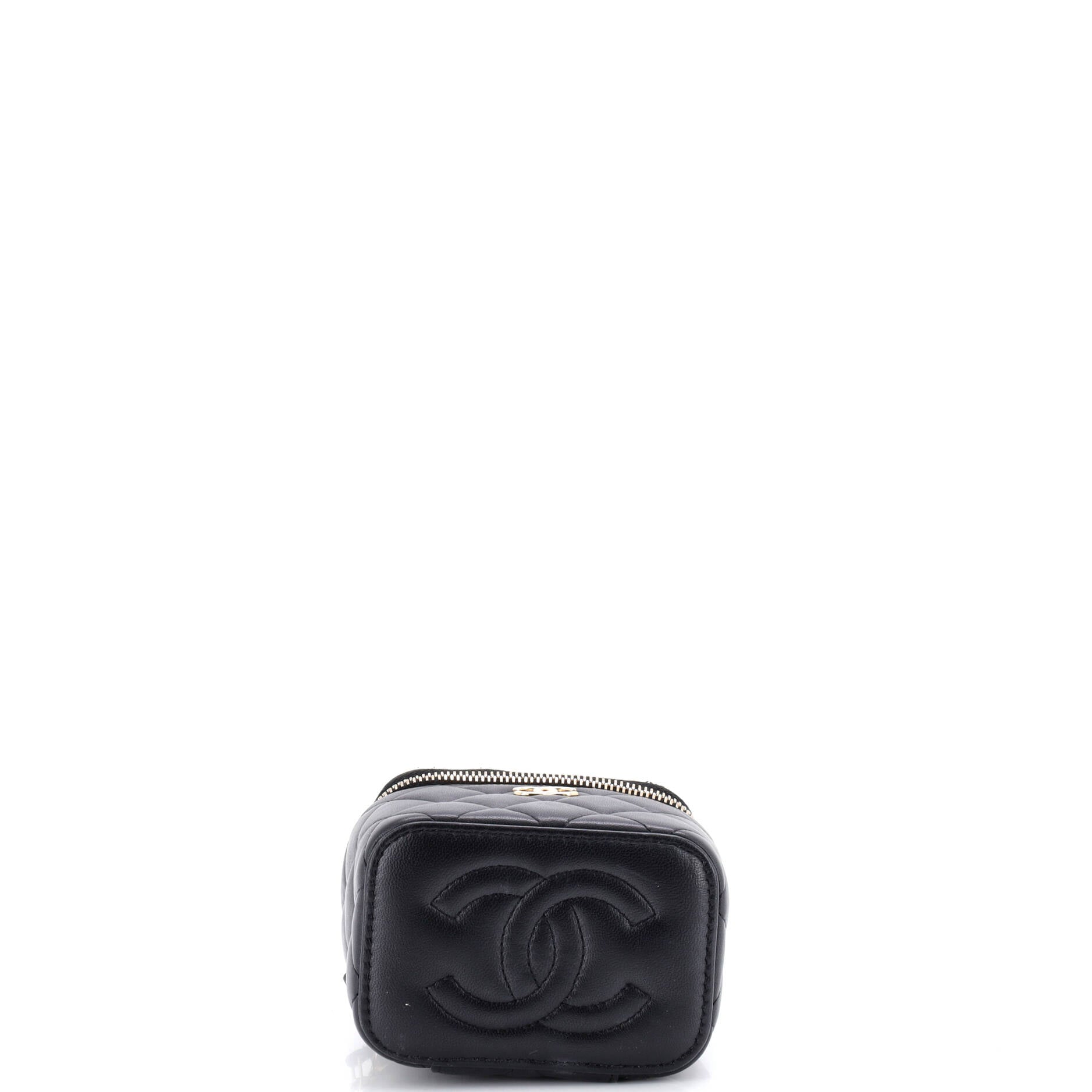 Classic Top Handle Vanity Case with Chain Quilted Lambskin Mini