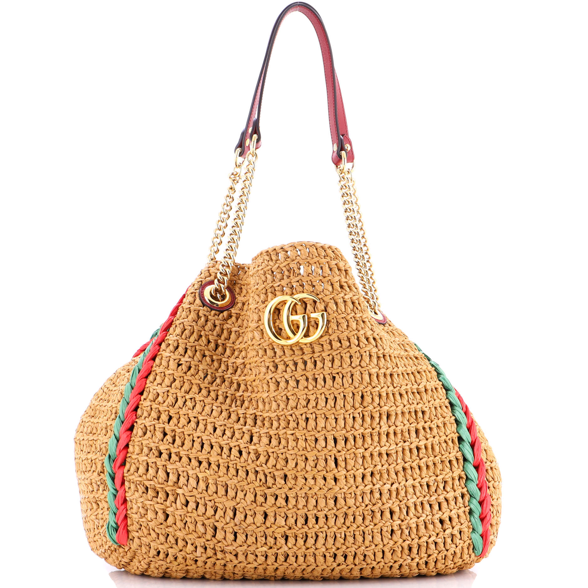GG Marmont Chain Tote Raffia Large