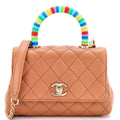 Coco Top Handle Bag Quilted Goatskin with Multicolor Handle Extra Mini