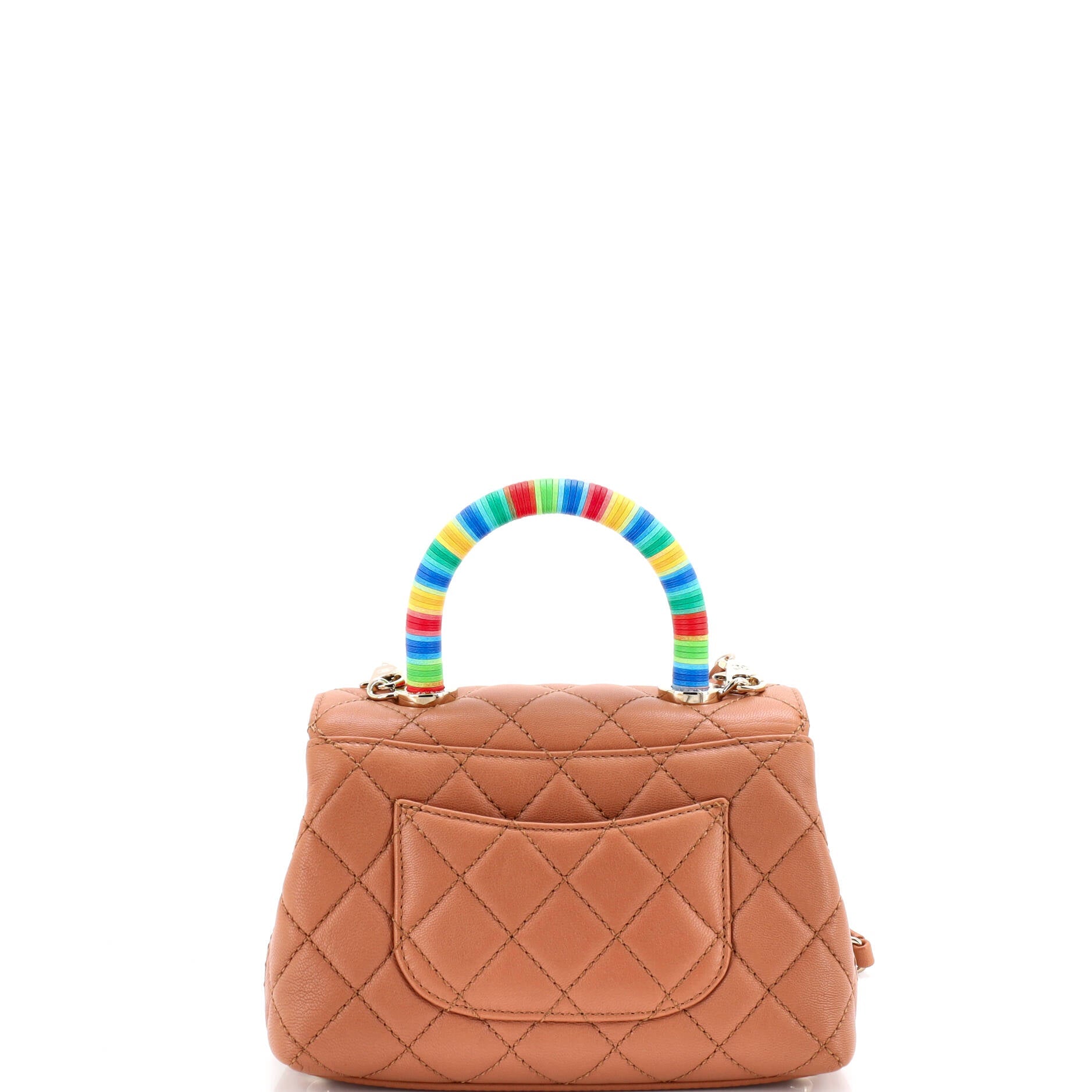 Coco Top Handle Bag Quilted Goatskin with Multicolor Handle Extra Mini