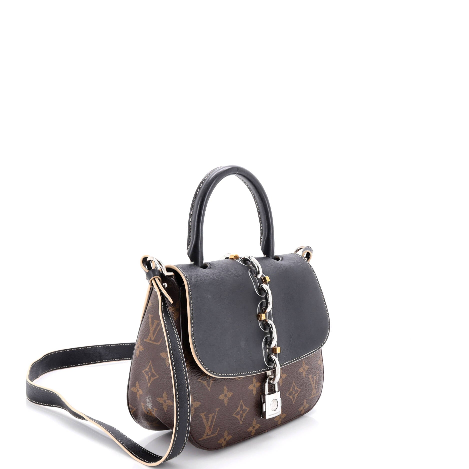 Chain It Handbag Monogram Canvas with Leather PM
