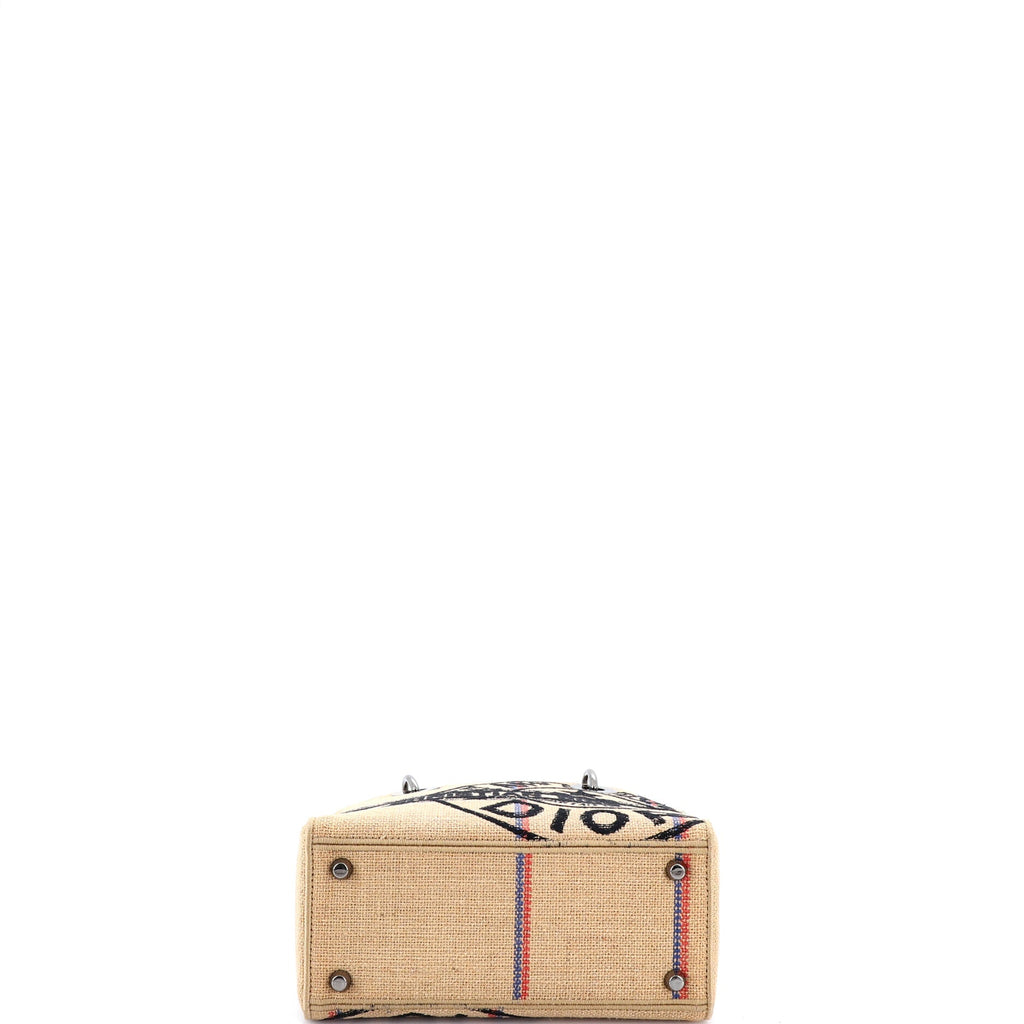 Lady D-Lite Bag Embroidered Jute Canvas Medium