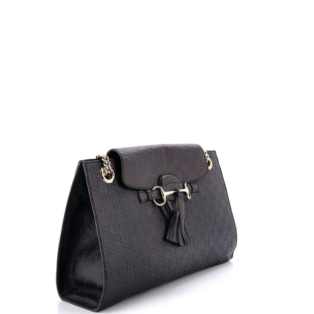 Emily Chain Flap Shoulder Bag Guccissima Leather Large
