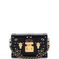 Petite Malle Handbag Studded Taiga Leather and Monogram Canvas