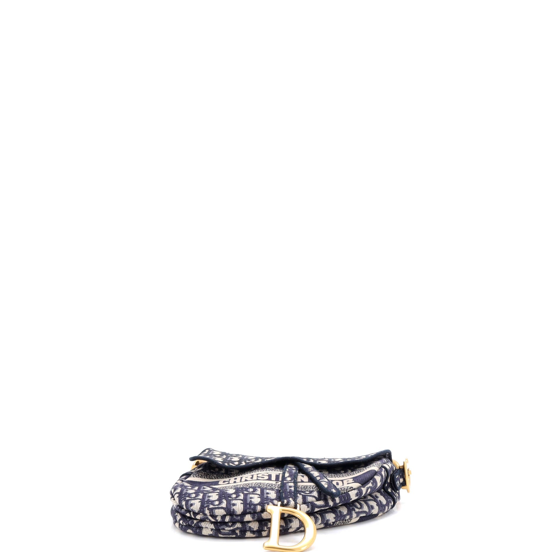 Saddle Handbag Logo Embroidered Oblique Canvas Medium