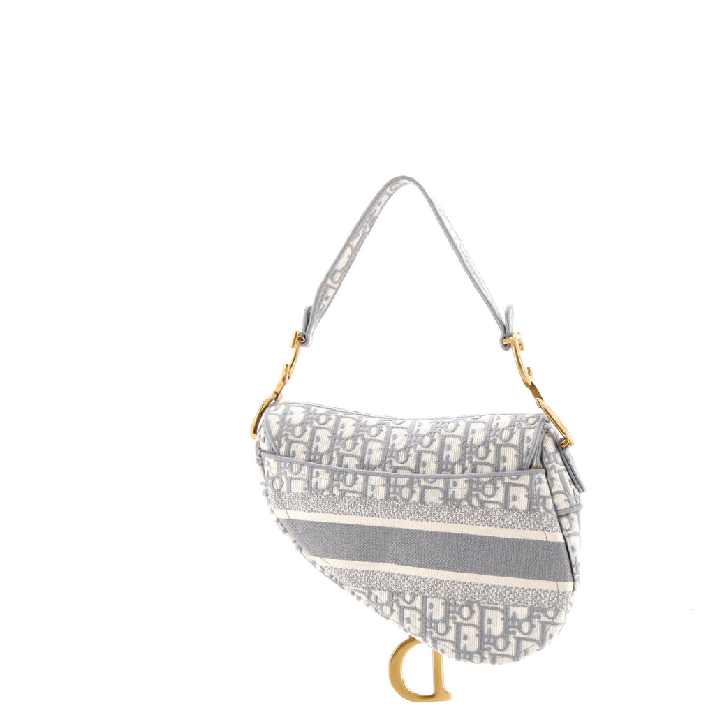Saddle Handbag Logo Embroidered Oblique Canvas Medium