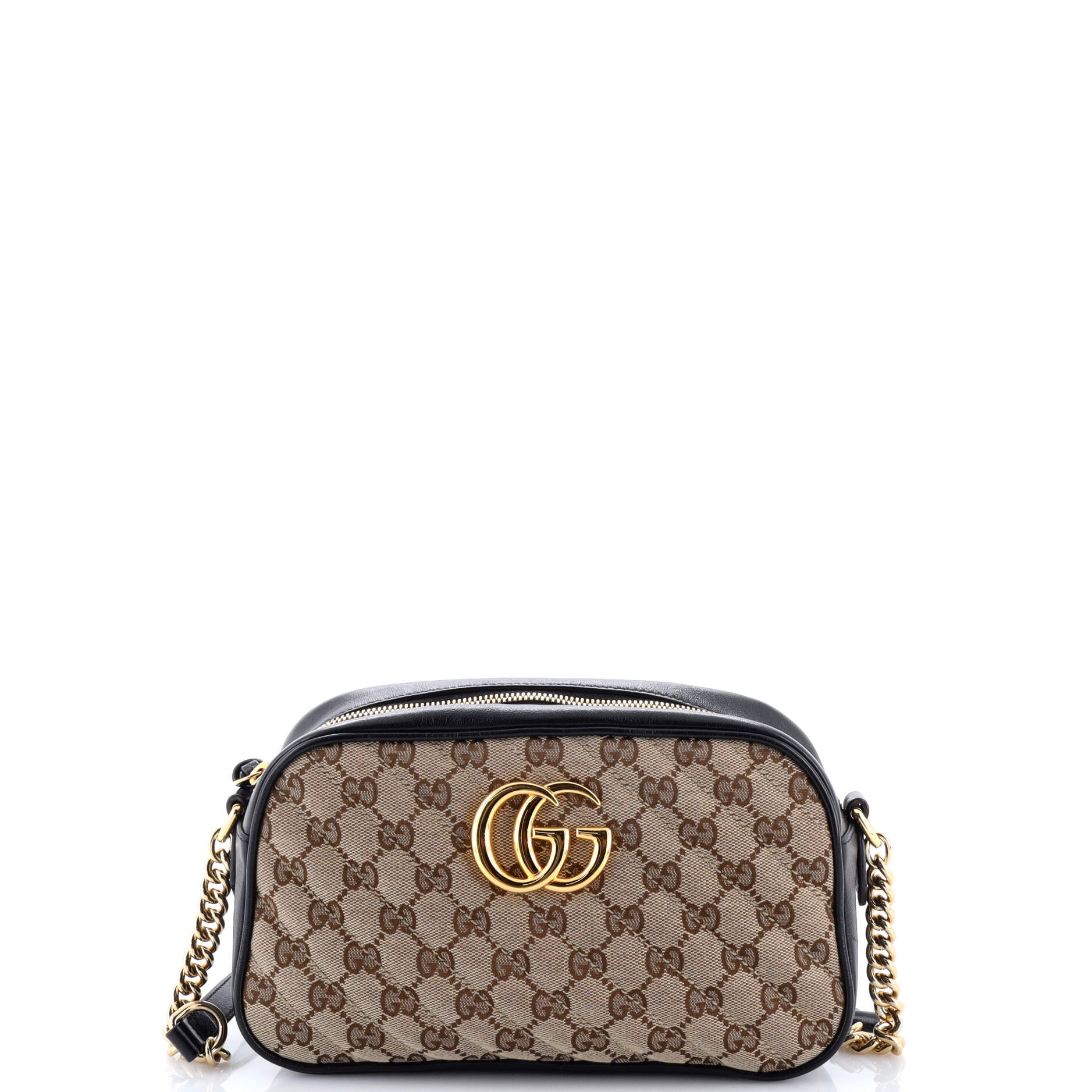 GG Marmont Shoulder Bag Diagonal Quilted GG Canvas with Leather Small