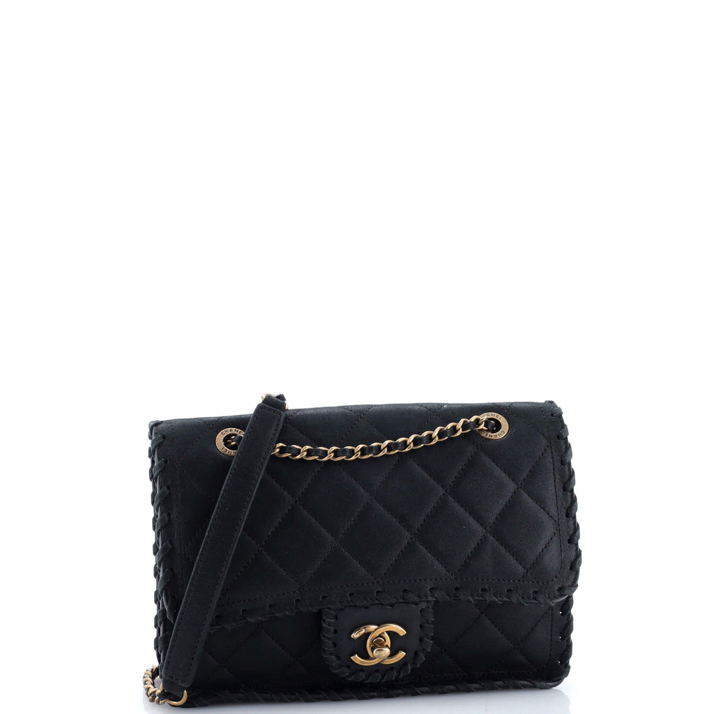 Happy Stitch Flap Bag Quilted Velvet Calfskin Small