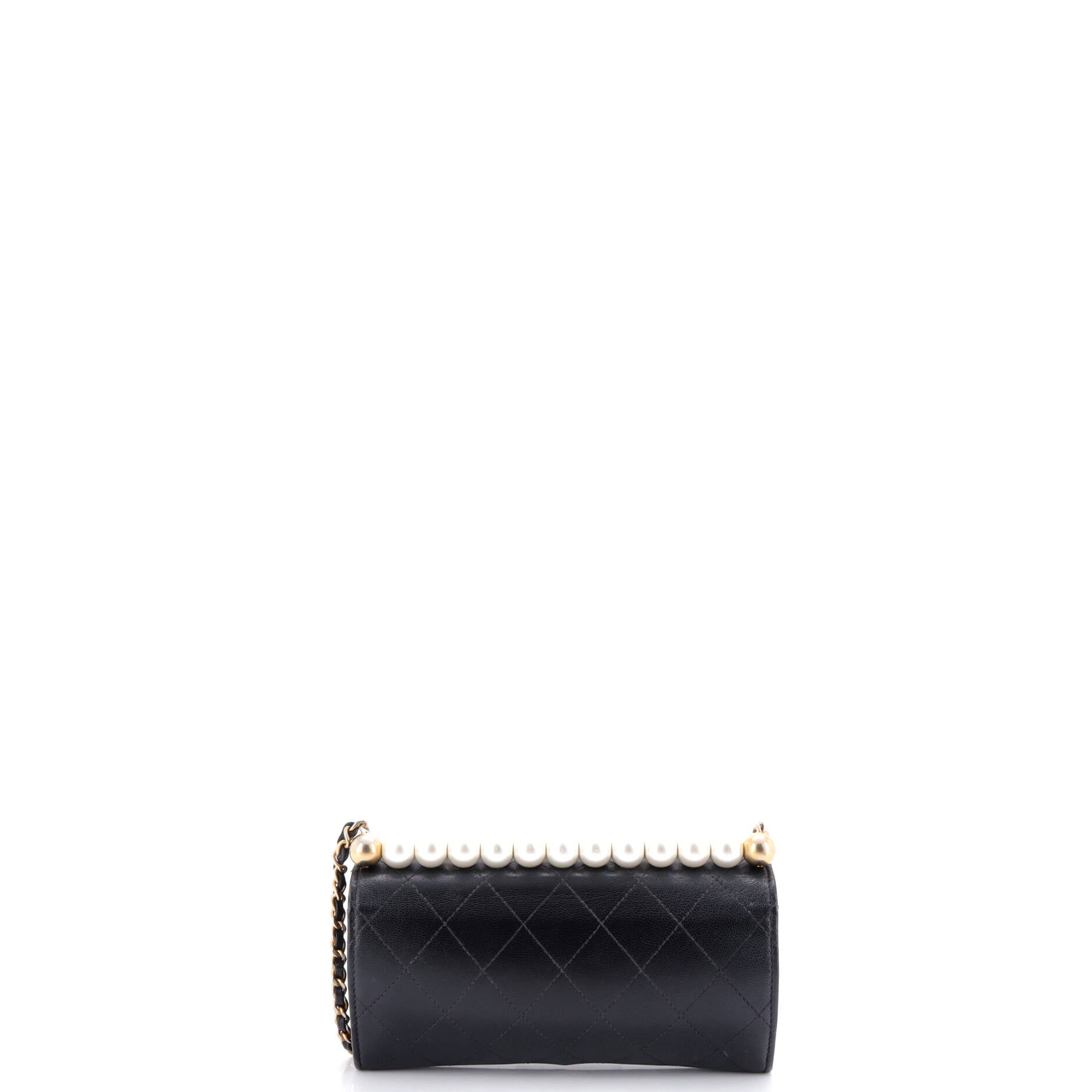 Chic Pearls Clutch with Chain Quilted Goatskin