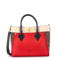 On My Side Tote Leather with Monogram Canvas MM