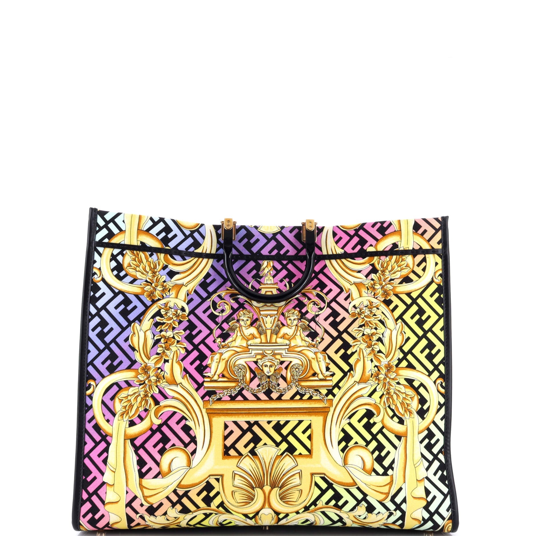 x Fendi Fendace Sunshine Shopper Tote Printed Zucca Jacquard Large