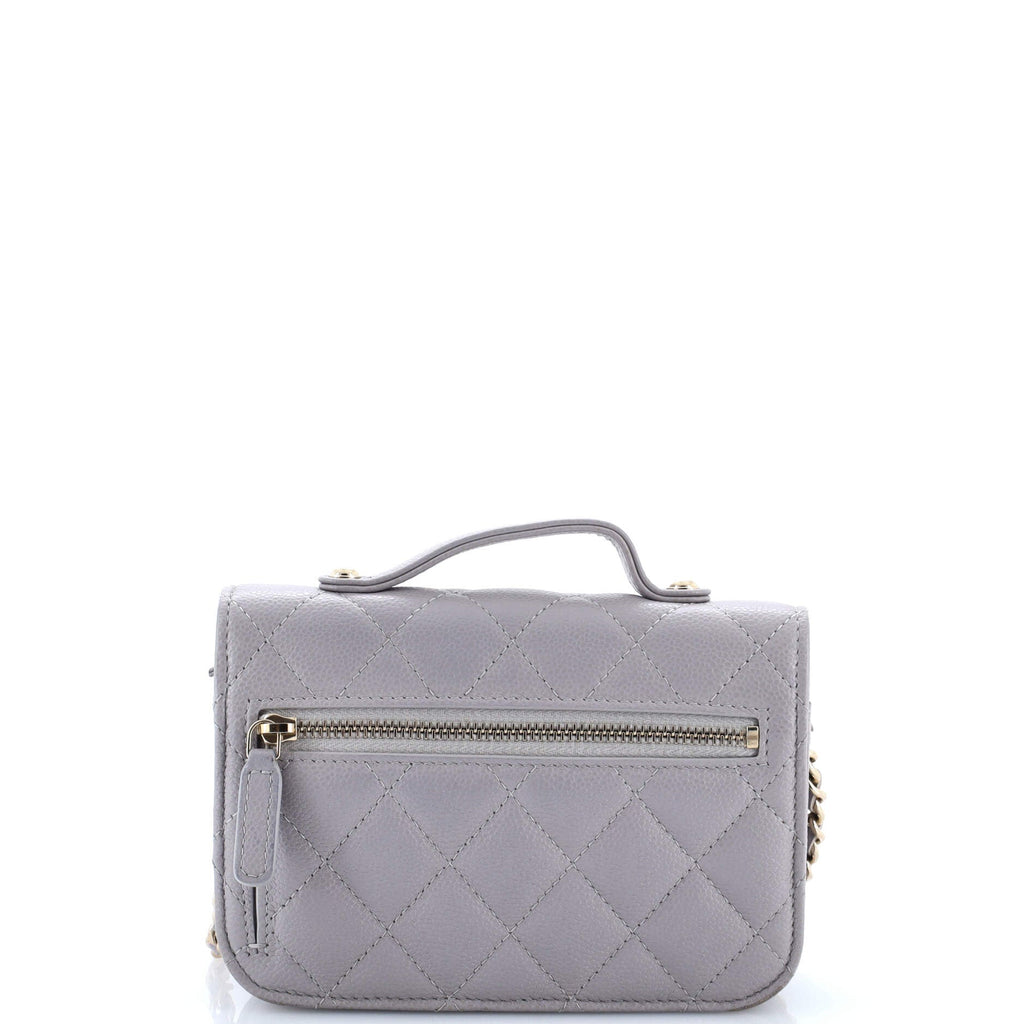 Business Affinity Flap Clutch with Chain Quilted Caviar