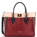 On My Side Tote Leather with Monogram Canvas MM