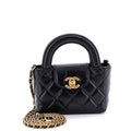 Kelly Top Handle Shopping Bag Quilted Shiny Aged Calfskin Nano