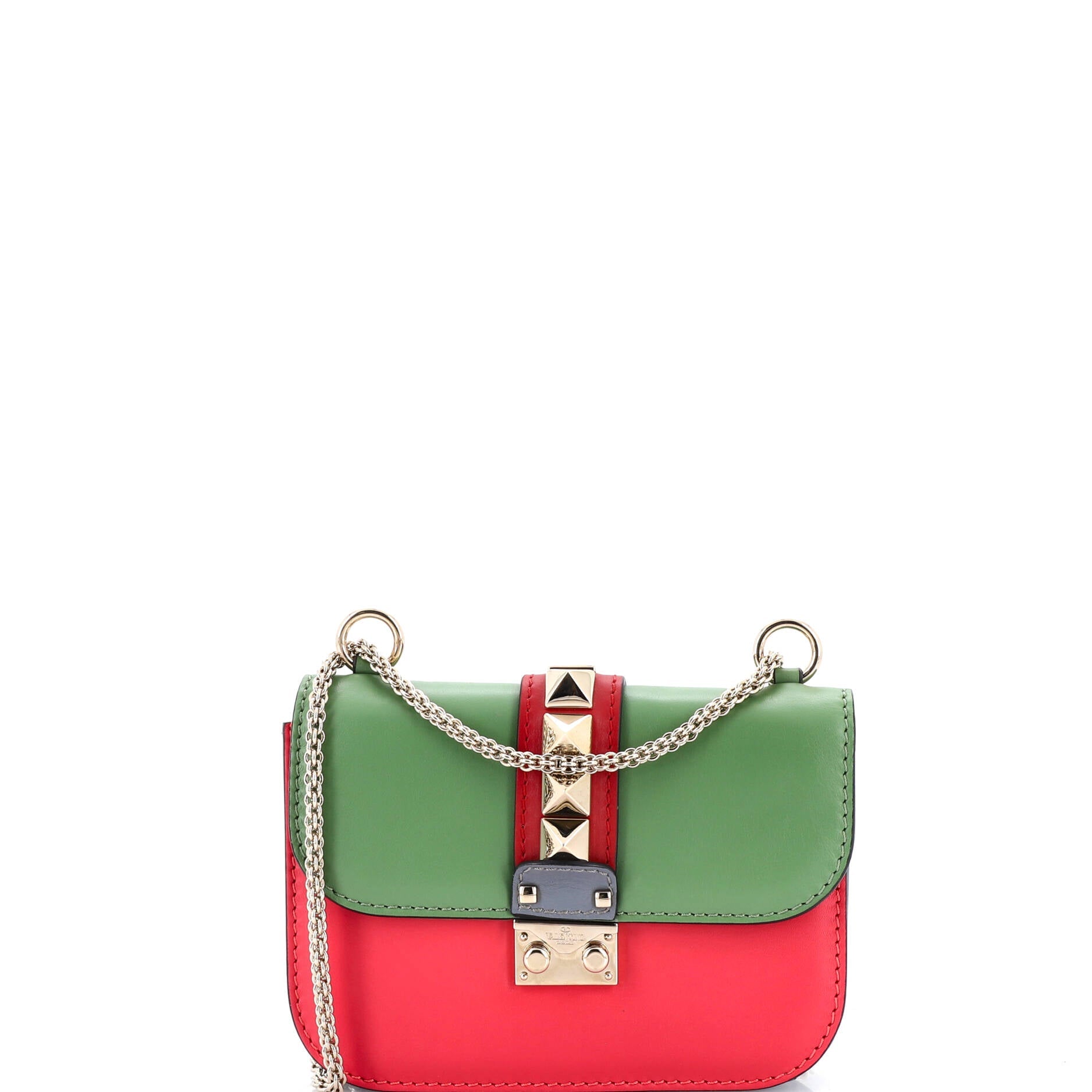 Glam Lock Shoulder Bag Leather Mini