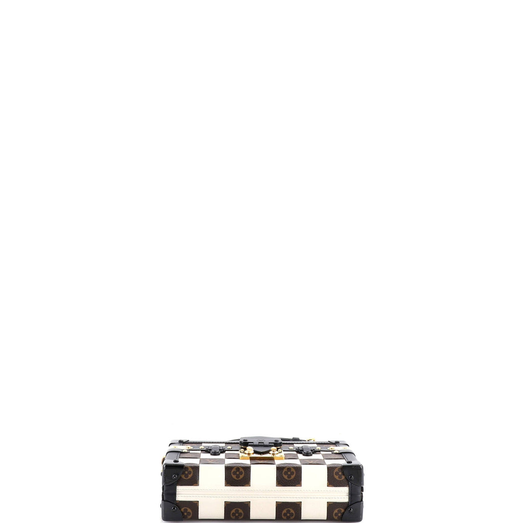 Petite Malle Handbag Damier Tressage Monogram Canvas and Leather