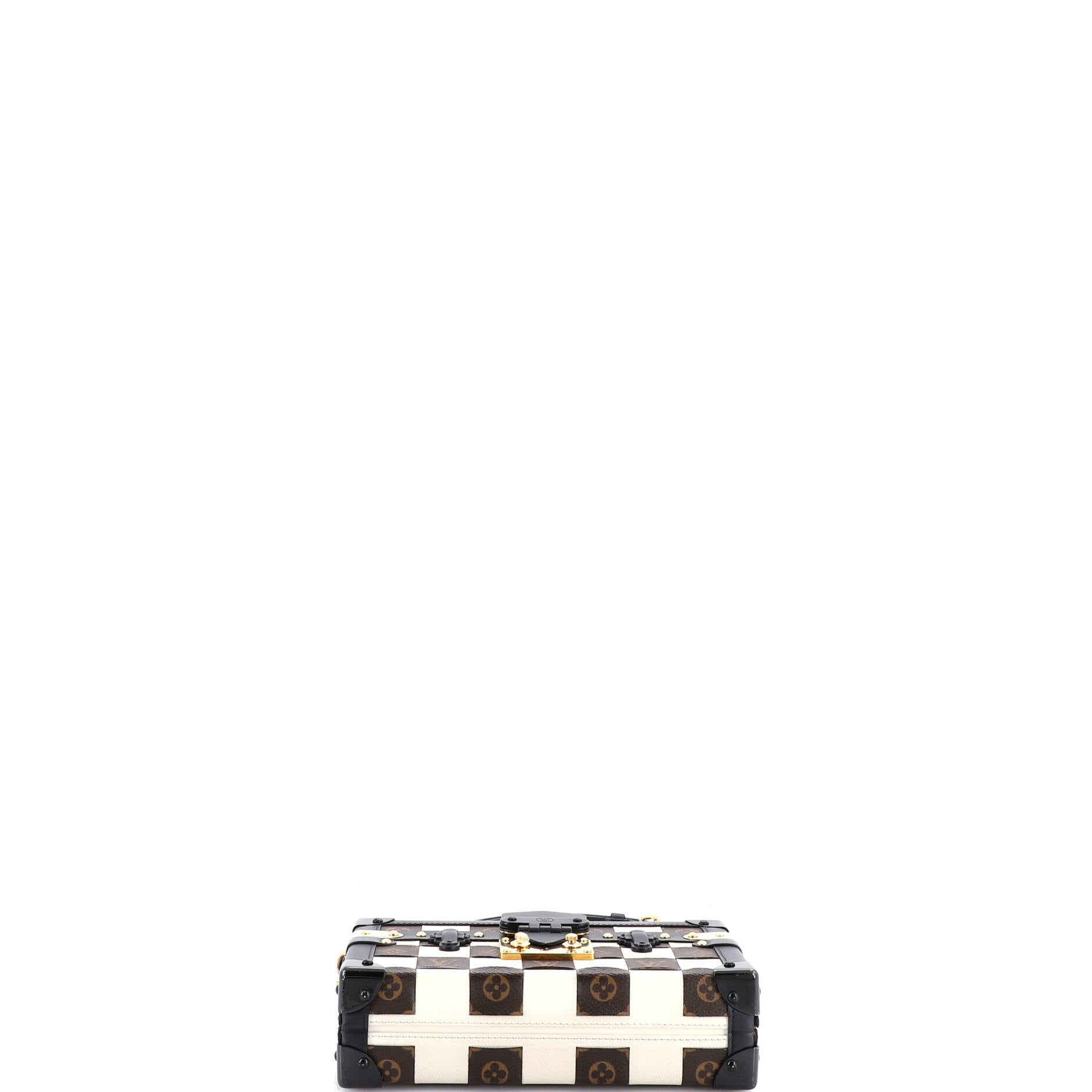Petite Malle Handbag Damier Tressage Monogram Canvas and Leather