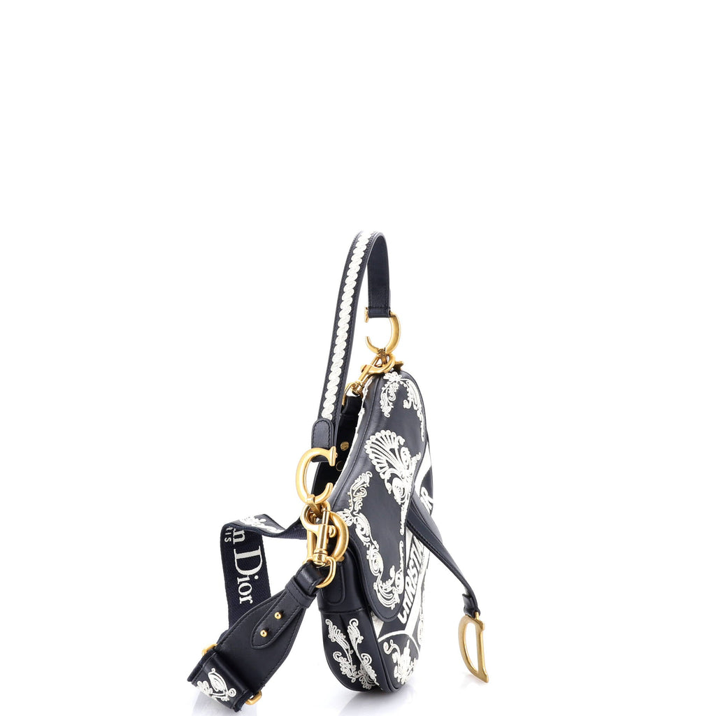 Saddle Handbag Embroidered Calfskin Medium