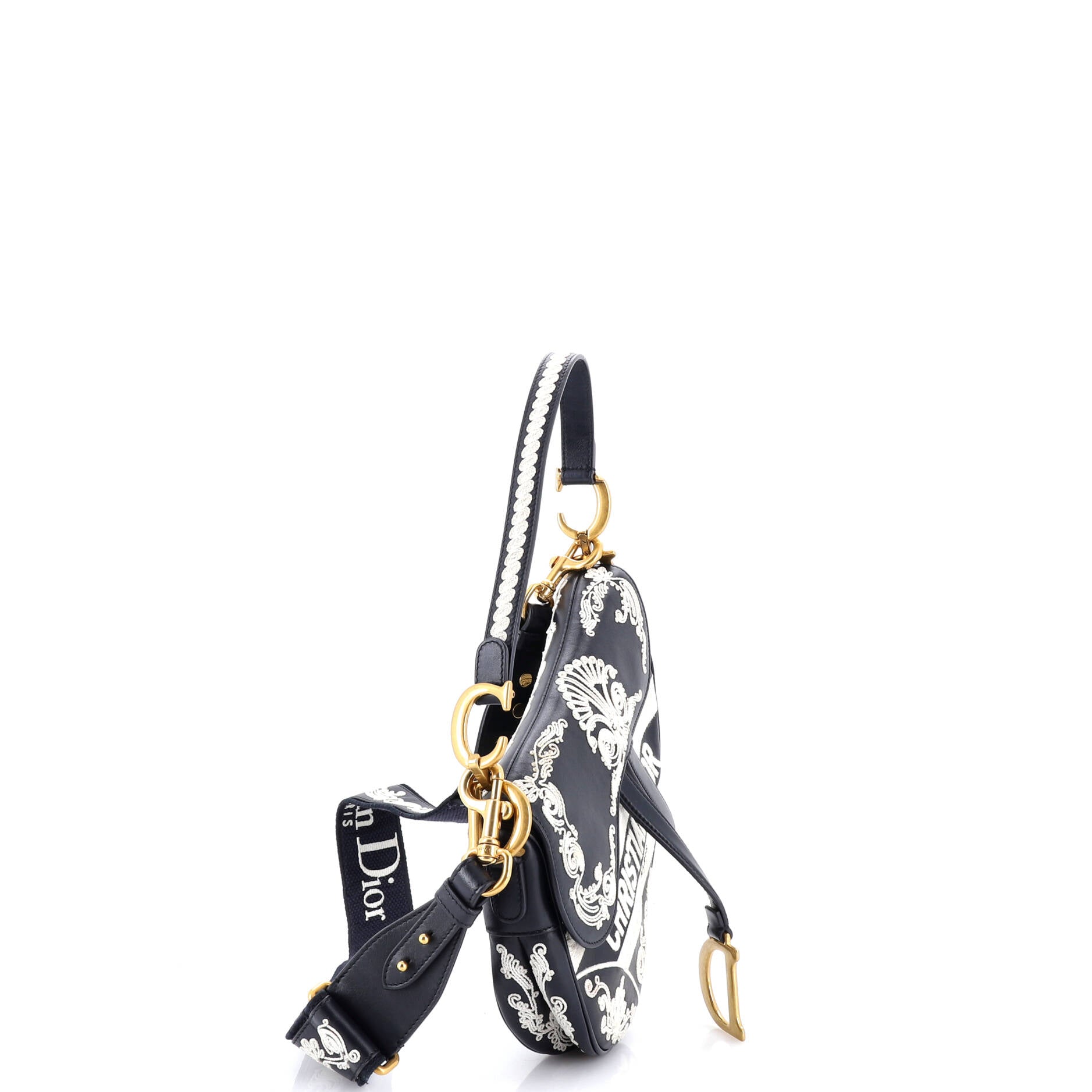 Saddle Handbag Embroidered Calfskin Medium