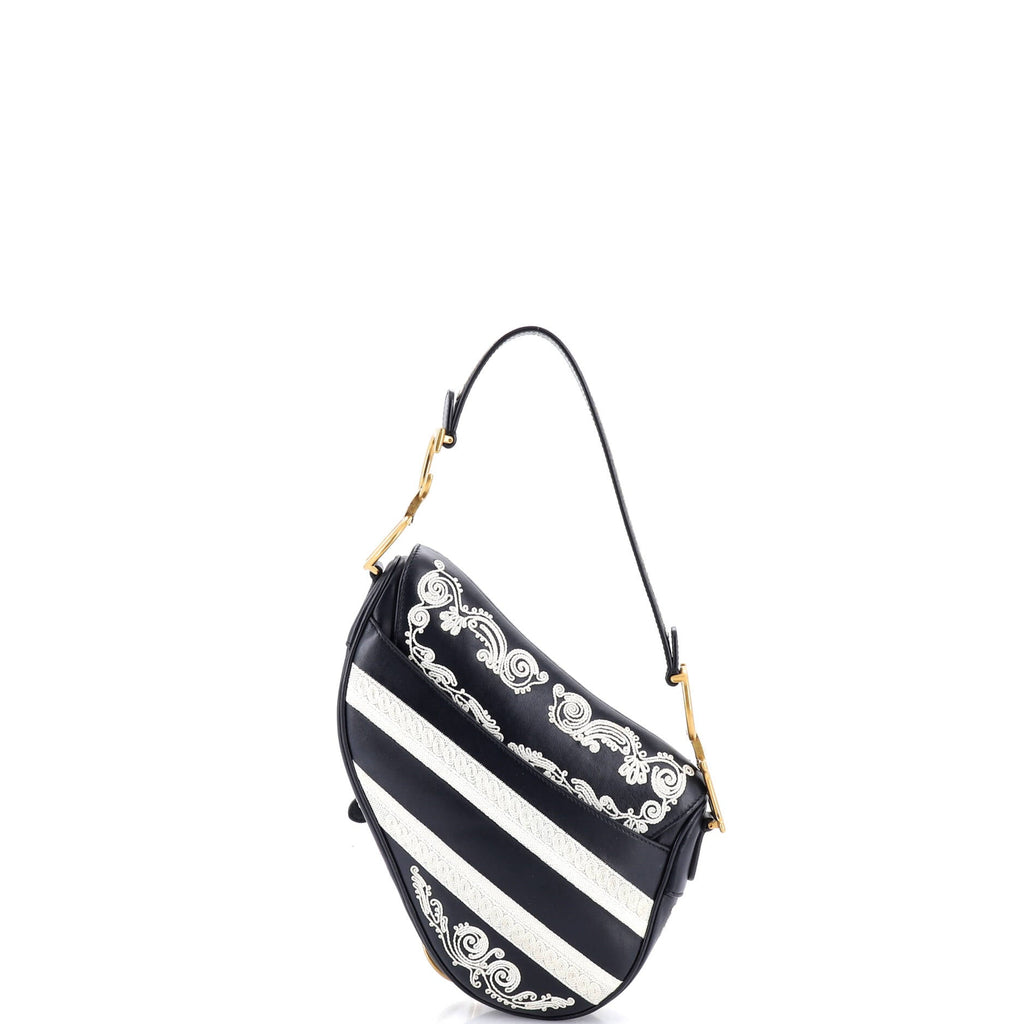 Saddle Handbag Embroidered Calfskin Medium