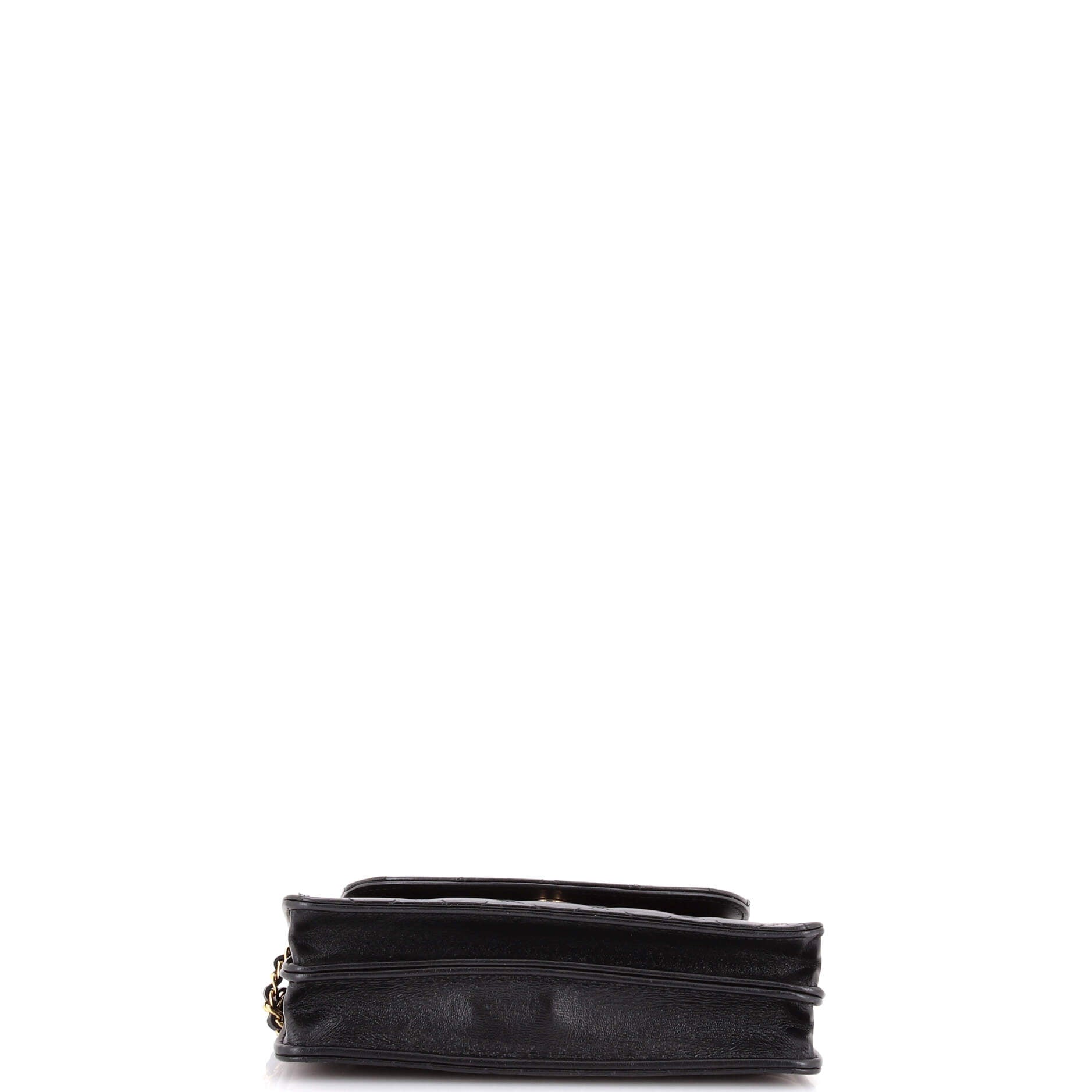 CC Accordion Round Flap Phone Holder Quilted Lambskin