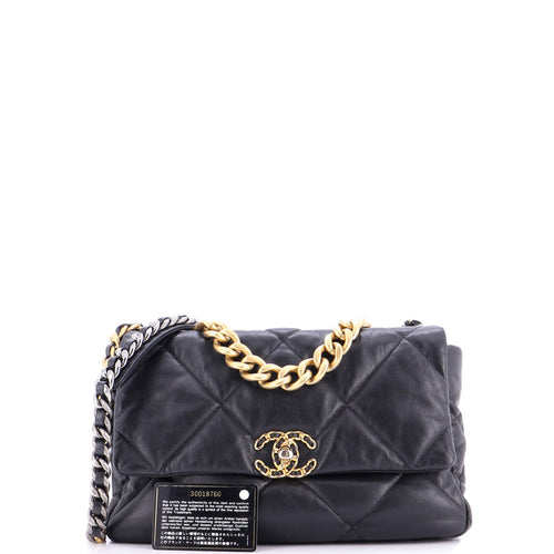 19 Flap Bag Quilted Leather Large