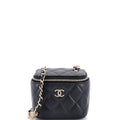 Tiny CC Link Vanity Case with Chain Quilted Caviar Mini