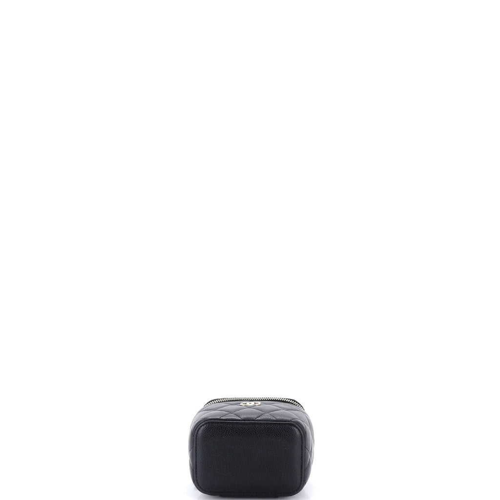 Tiny CC Link Vanity Case with Chain Quilted Caviar Mini