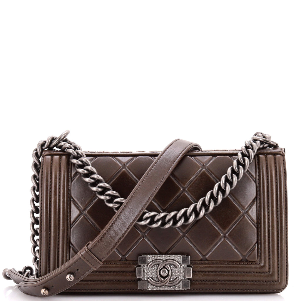 Paris-Salzburg Boy Flap Bag Embossed Calfskin Old Medium