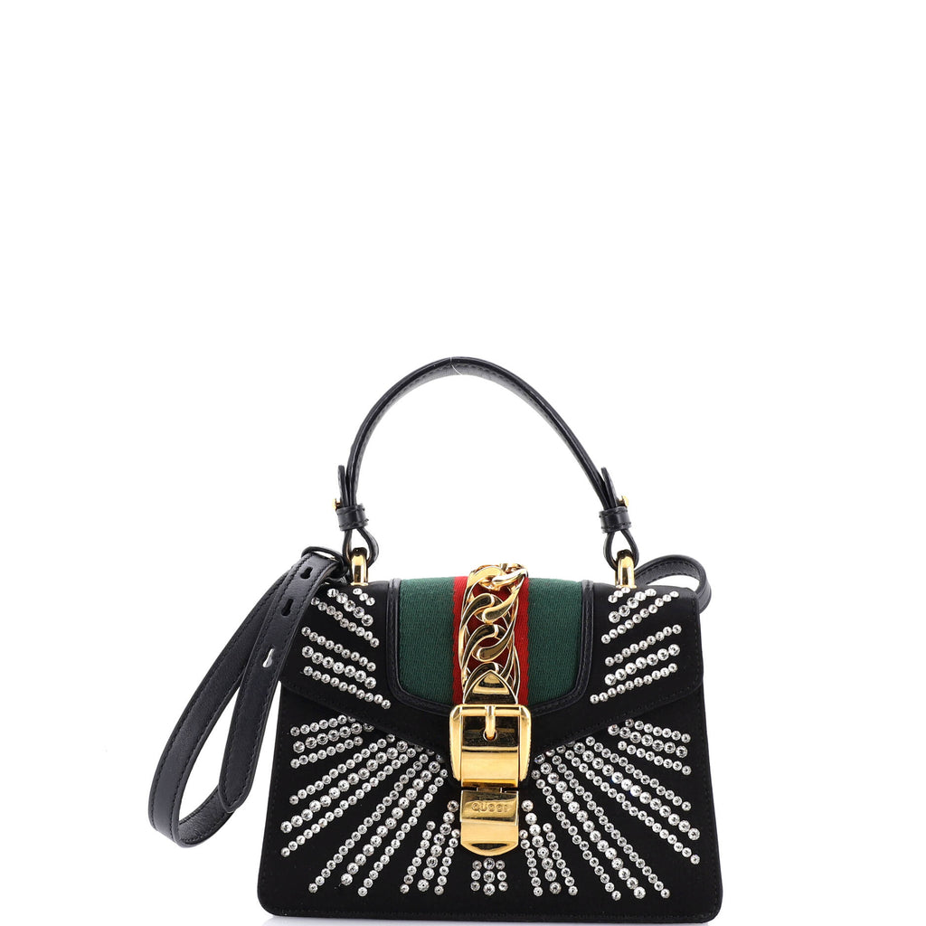 Sylvie Top Handle Bag Crystal Embellished Satin Mini
