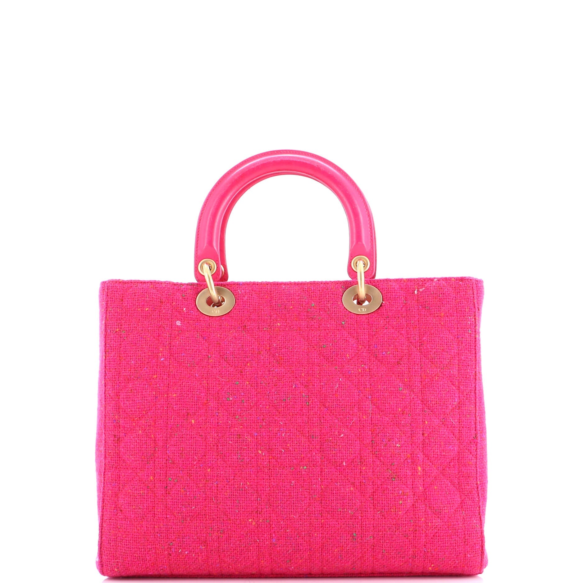 Lady Dior Bag Cannage Quilt Tweed with Leather Large