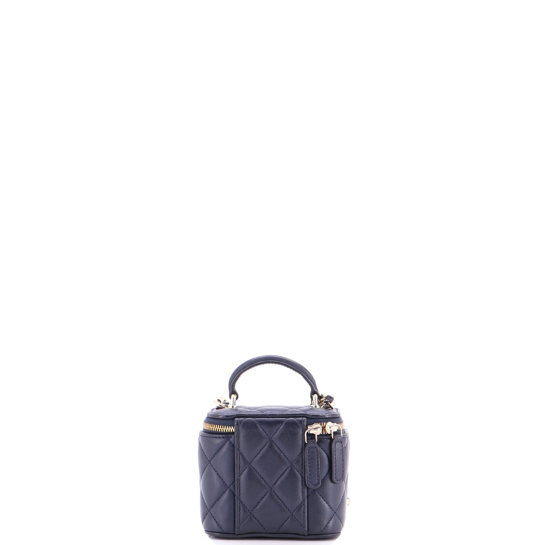 Classic Top Handle Vanity Case with Chain Quilted Lambskin Mini