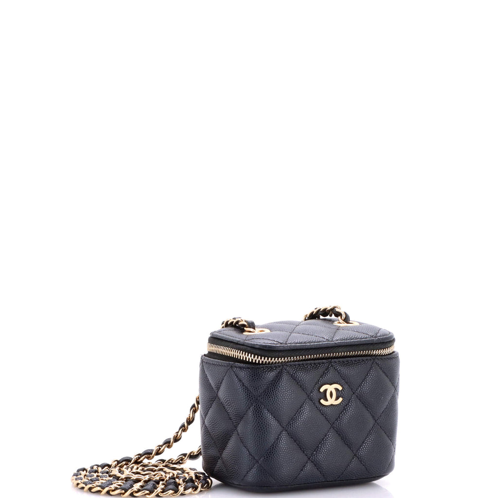Classic Vanity Case with Chain Quilted Caviar Mini