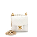 Chic Pearls Flap Clutch with Chain Quilted Goatskin Mini