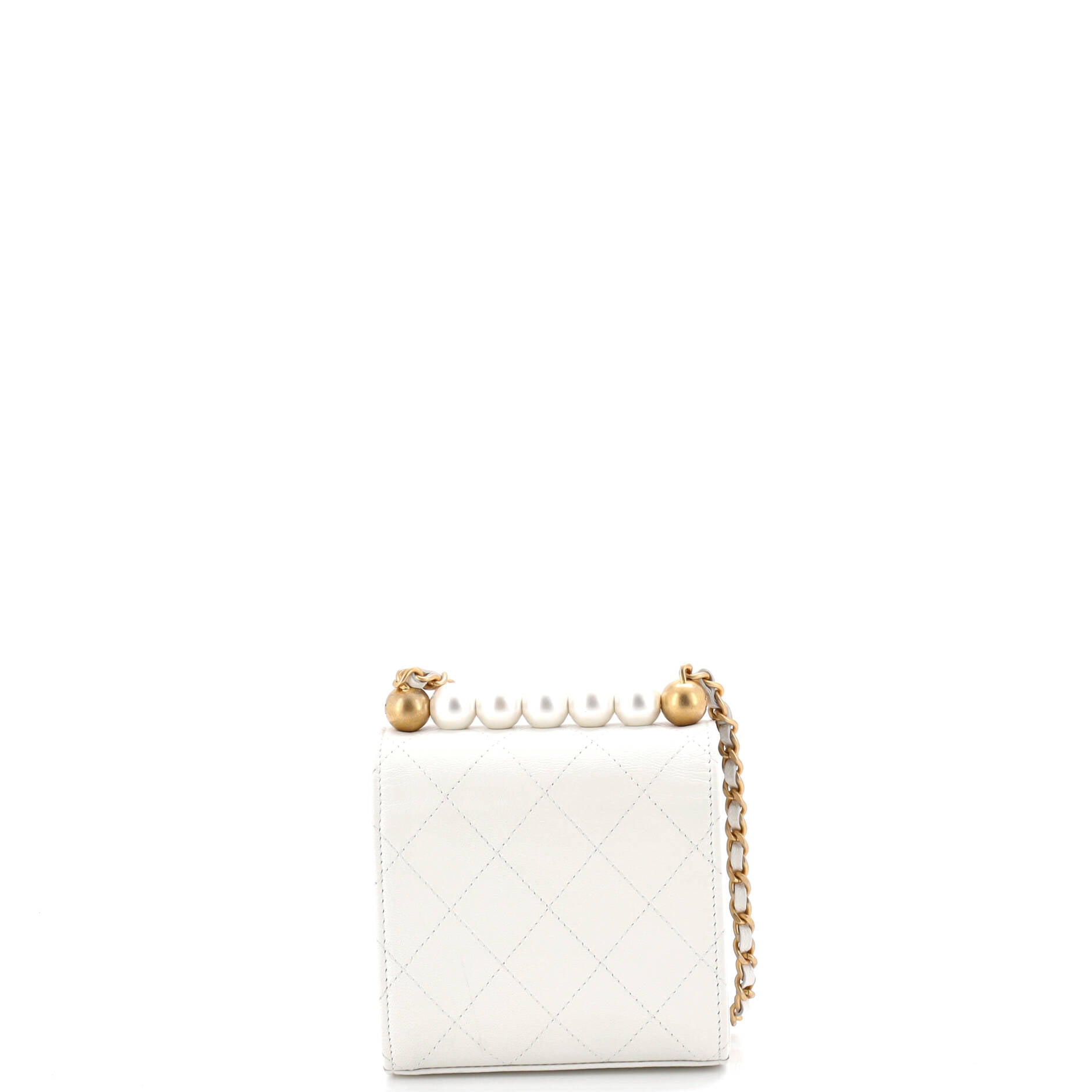 Chic Pearls Flap Clutch with Chain Quilted Goatskin Mini
